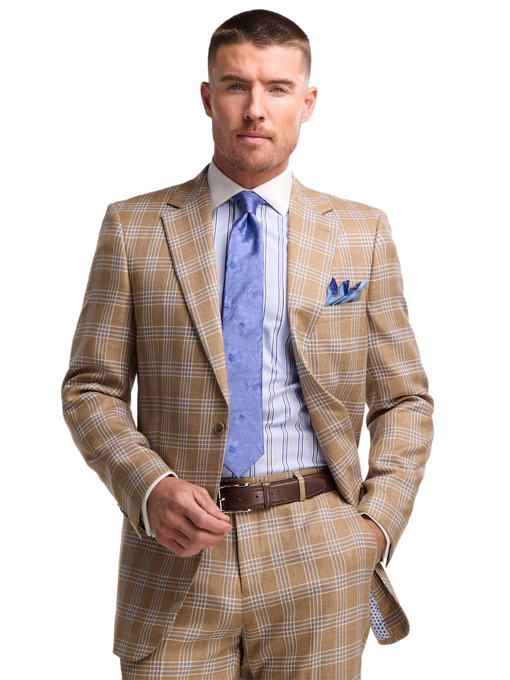 Alternate Image of Wool Blend Plaid Single Breasted Notch Lapel Suit Jacket-1