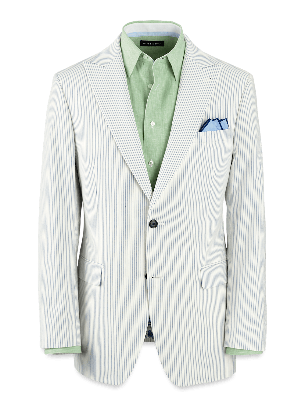 【BAON】Sikone Seersucker Stripe Collar Jacket Cotton Stretch Stripe Seersucker Single Breasted Peak Lapel
