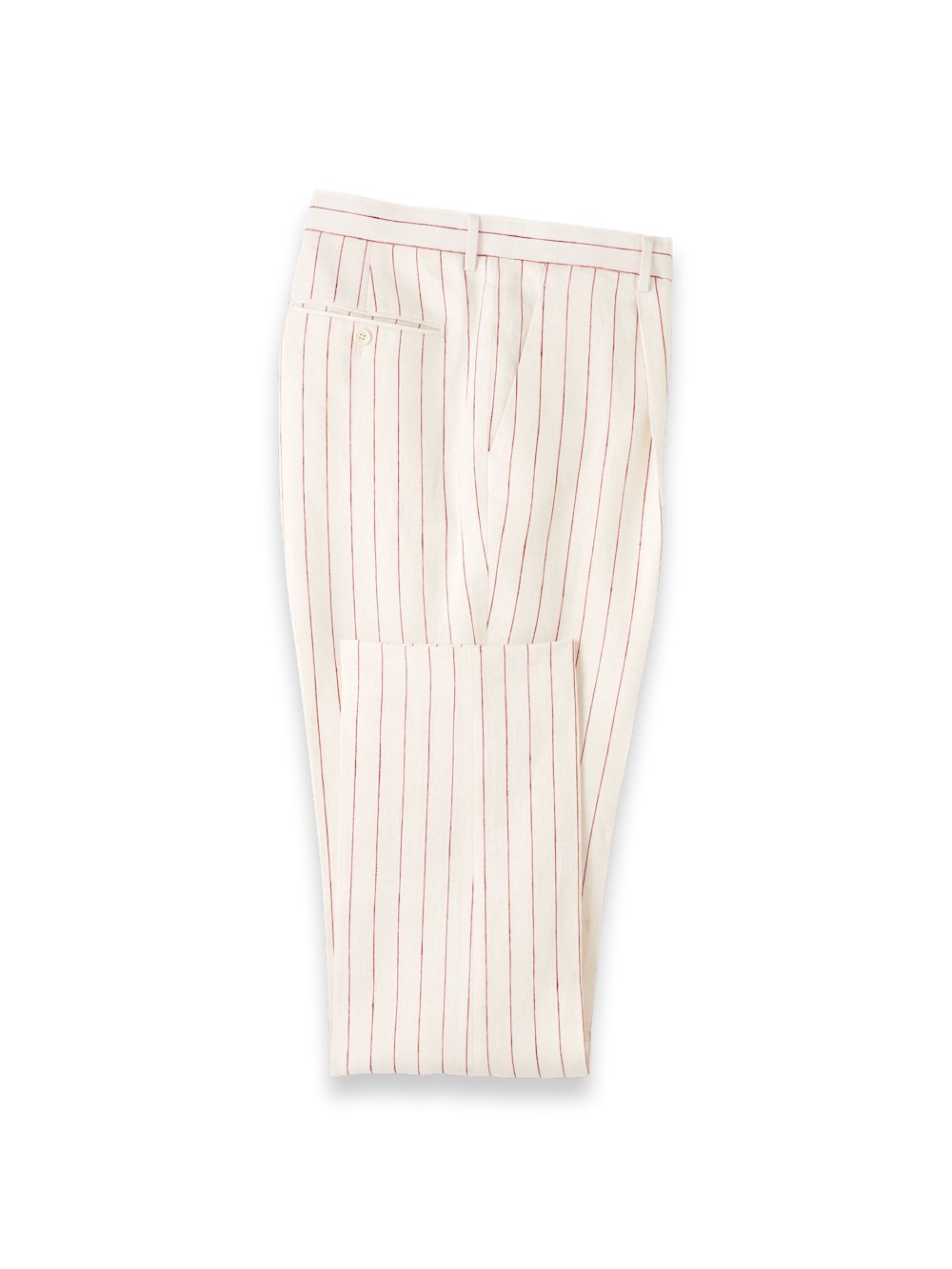 Product Image of Pinstripe Linen Pleated Suit Pants-White/Red
