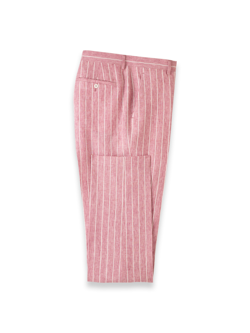 Product Image of Pinstripe Linen Flat Front Suit Pants-Pink/White