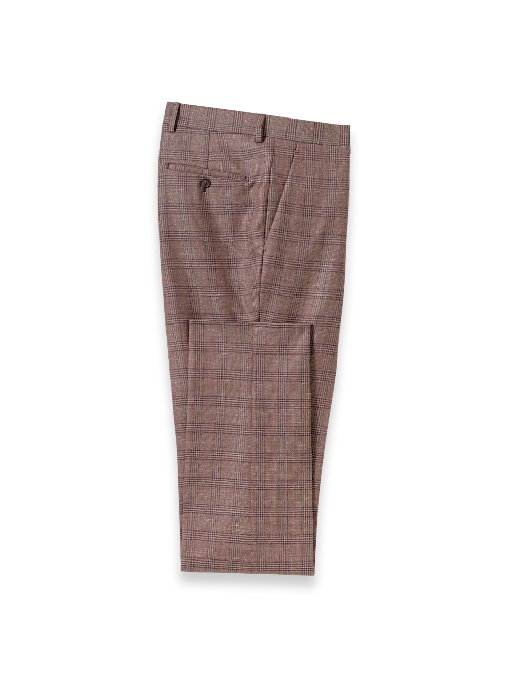 Product Image of Plaid Linen Blend Flat Front Suit Pants-Wine Plaid