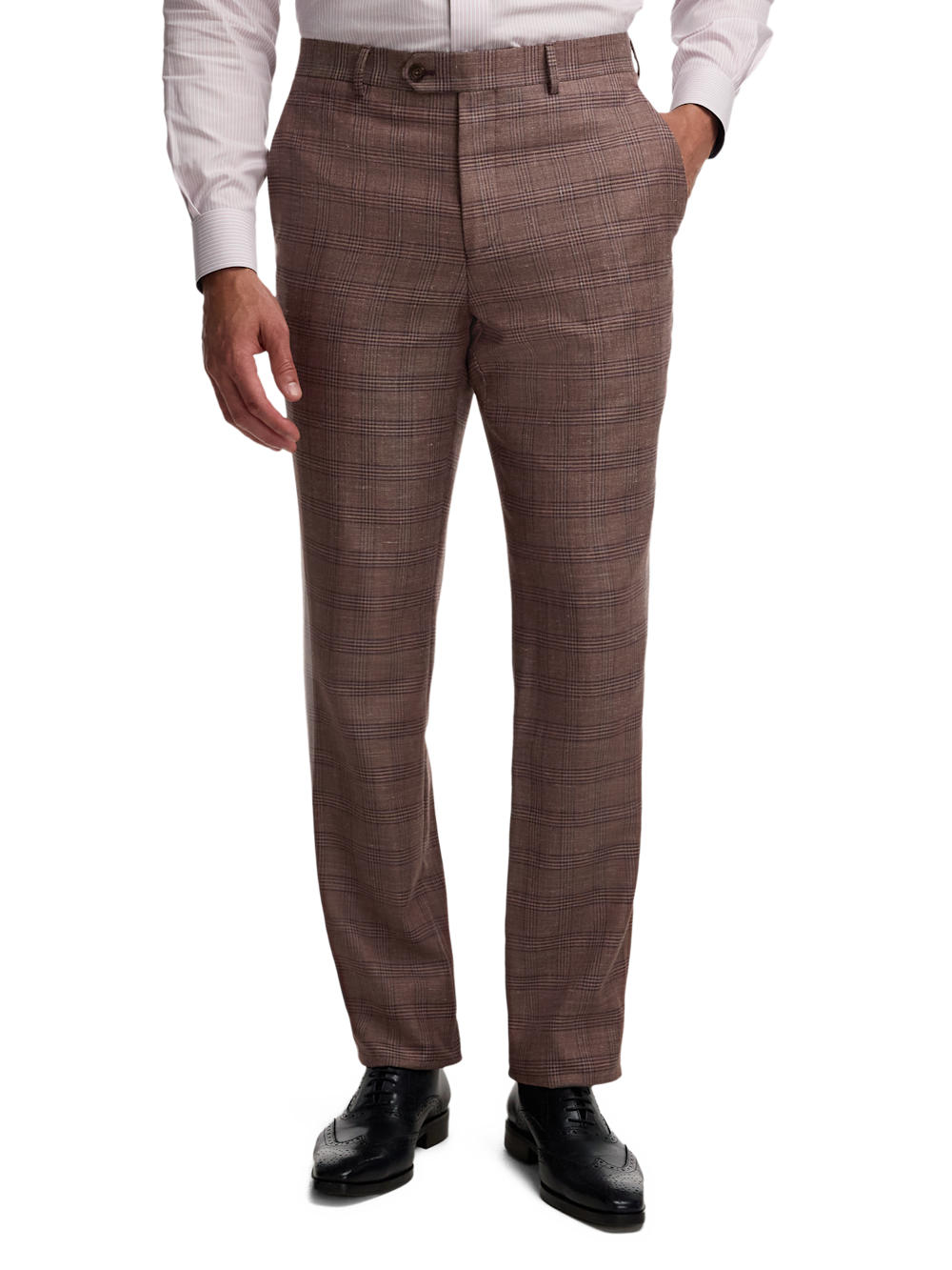 Alternate Image of Plaid Linen Blend Flat Front Suit Pants-1