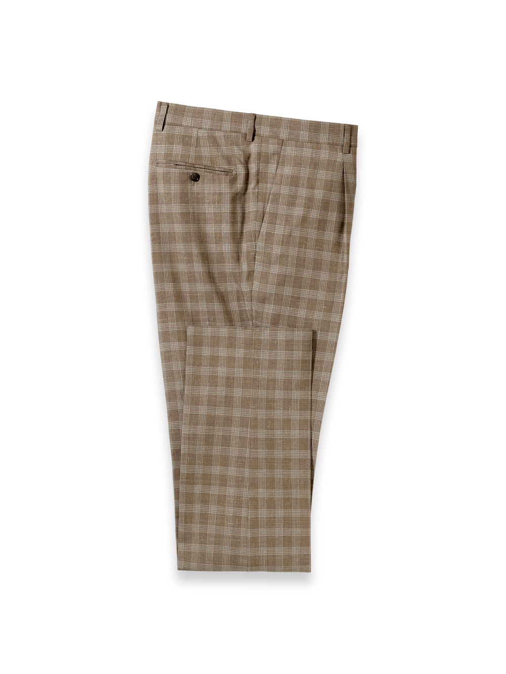 Product Image of Plaid Cotton Blend Single Pleat Suit Pants-1