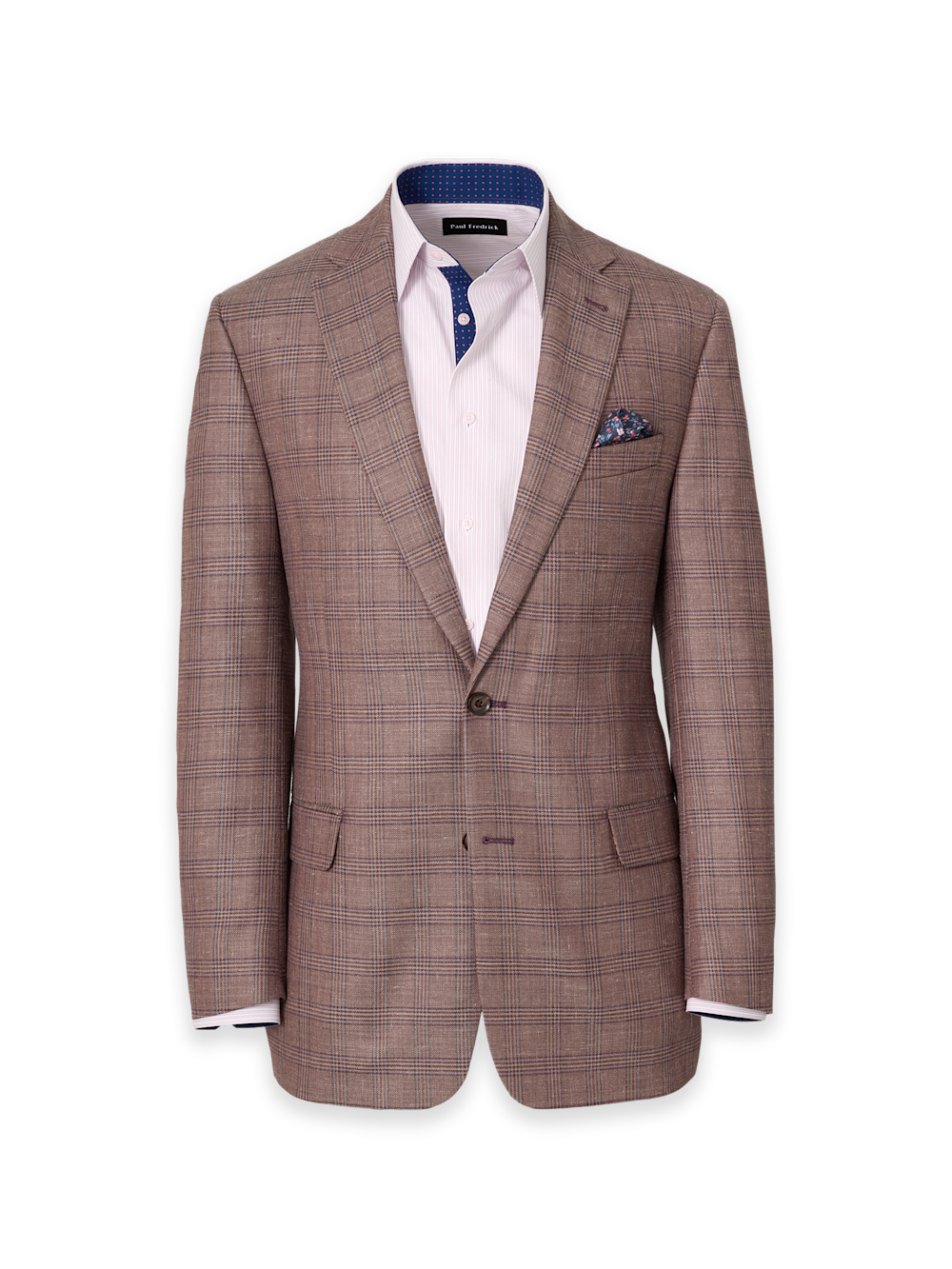 Product Image of Plaid Linen Blend Single Breasted Notch Lapel Suit Jacket-Wine Plaid