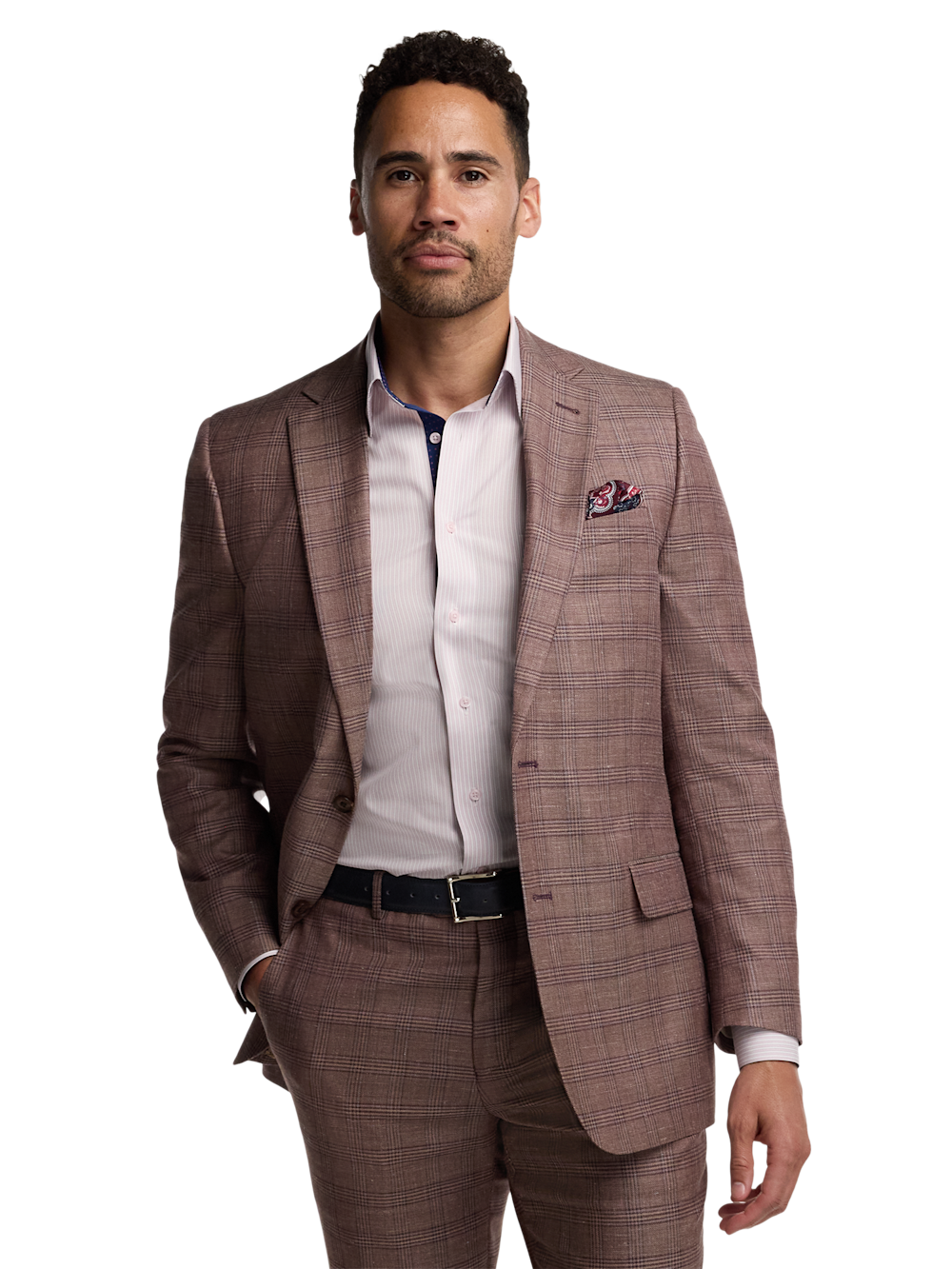 Alternate Image of Plaid Wool Blend Single Breasted Notch Lapel Suit Jacket-1