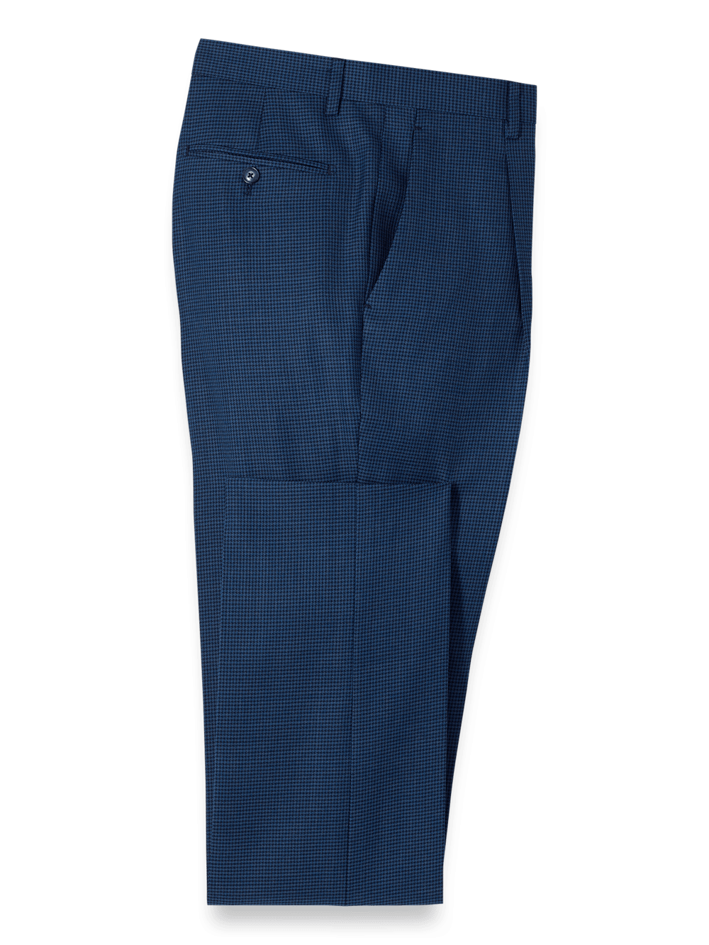 Product Image of Wool Houndstooth Single Pleat Suit Pants-Blue