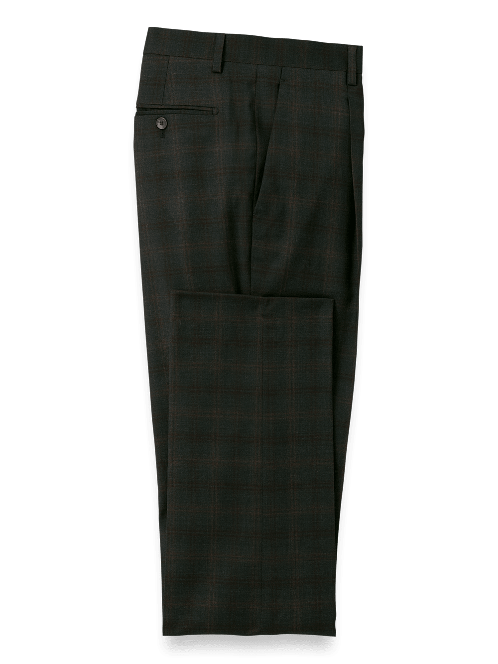Product Image of Wool Stretch Plaid Single Pleat Suit Pants-1