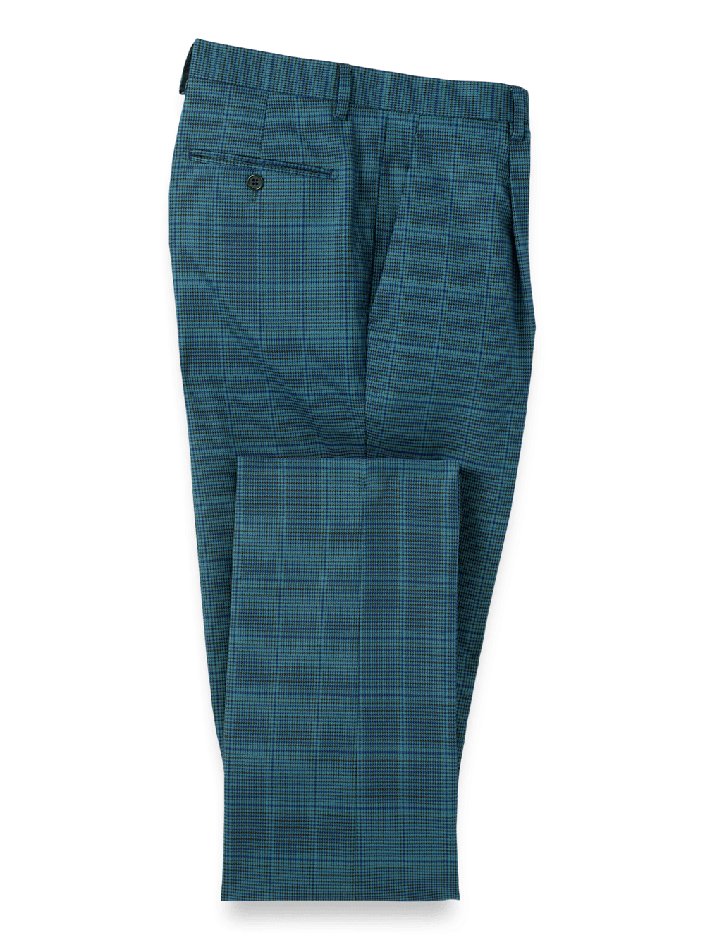 Microfiber Houndstooth Single Pleat Suit Pants - Navy/blue – Paul