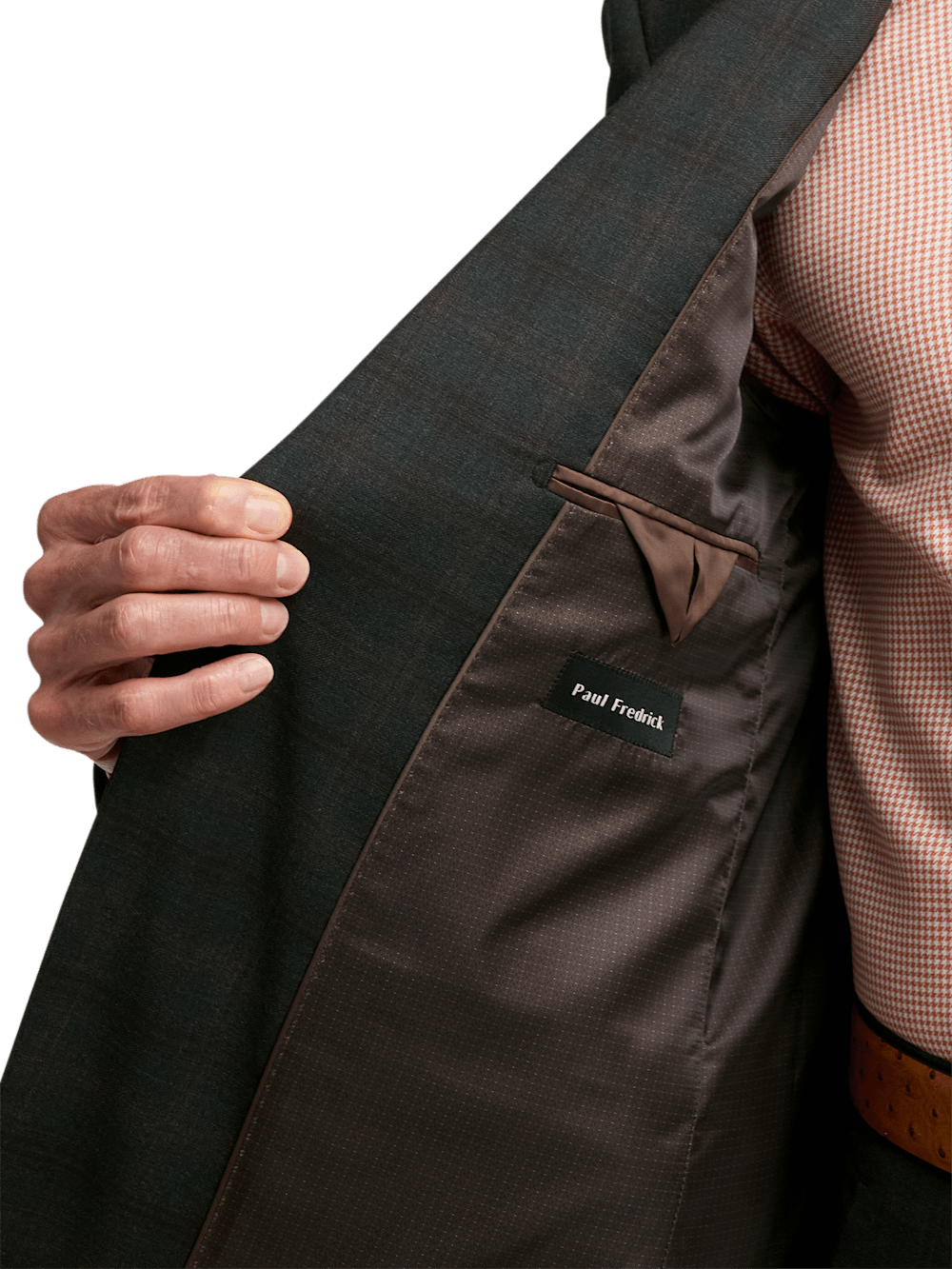 Alternate Image of Wool Stretch Plaid Single Breasted Peak Lapel Suit Jacket-3