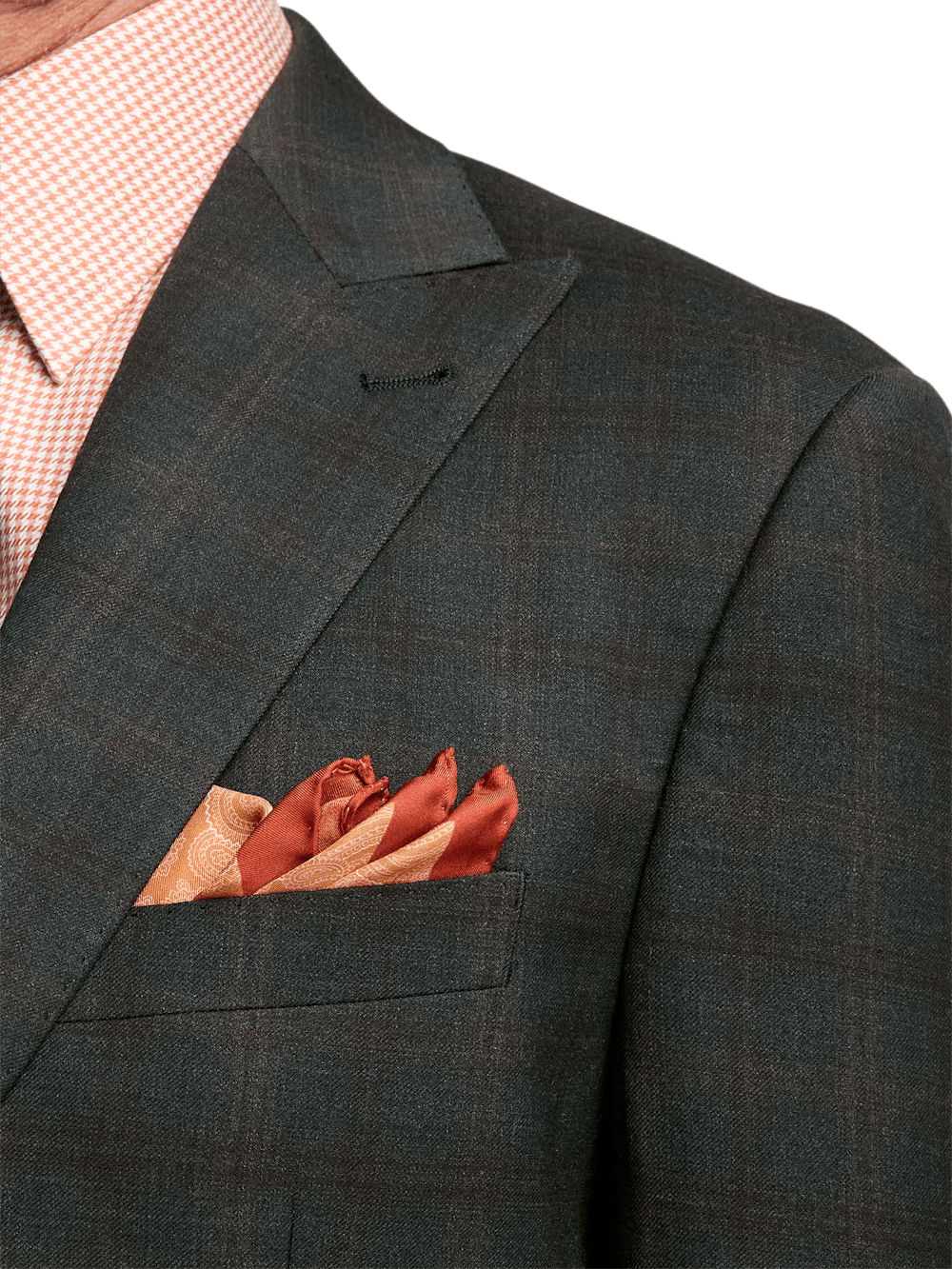 Alternate Image of Wool Stretch Plaid Single Breasted Peak Lapel Suit Jacket-5