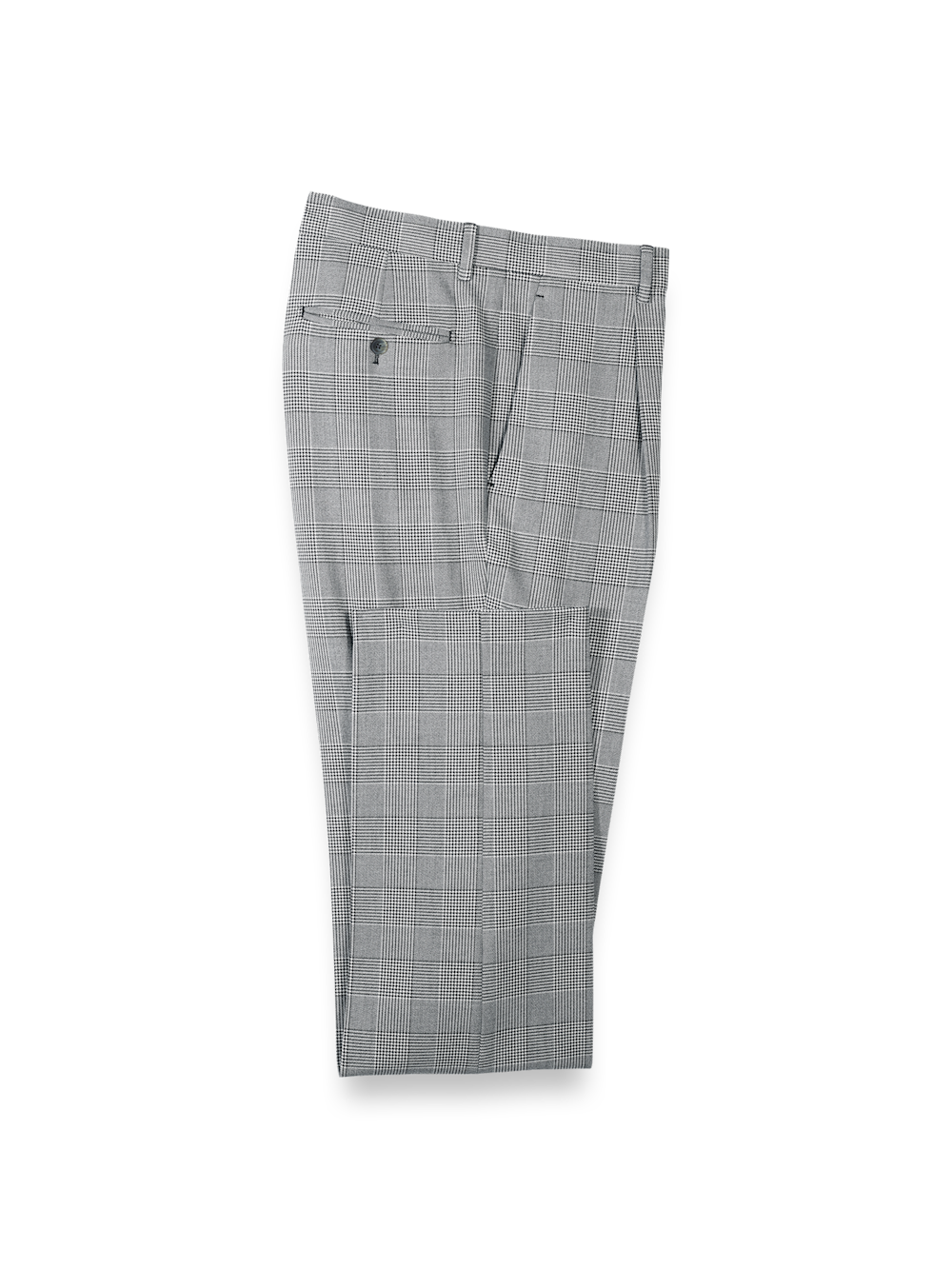 slim fit dress slacks Black/White Plaid Houndstooth Single Pleat Suit Pants