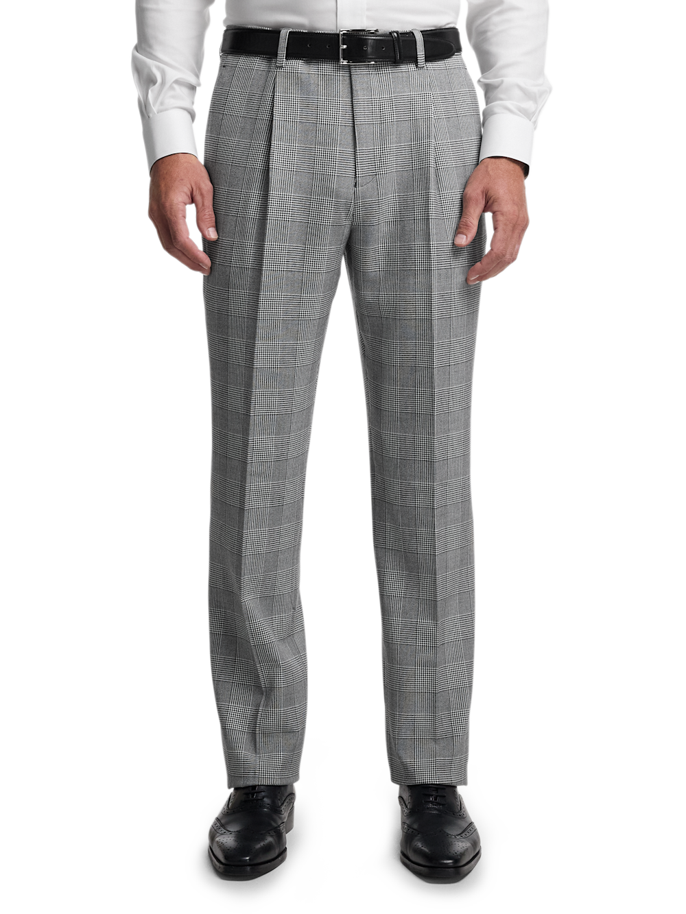 Alternate Image of Black/white Plaid Houndstooth Single Pleat Suit Pants-1