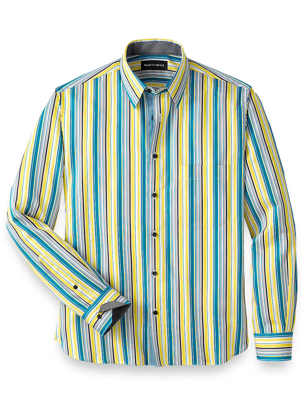 Cotton Stripe Casual Shirt With Contrast Trim - Multi - Classic Fit / Small