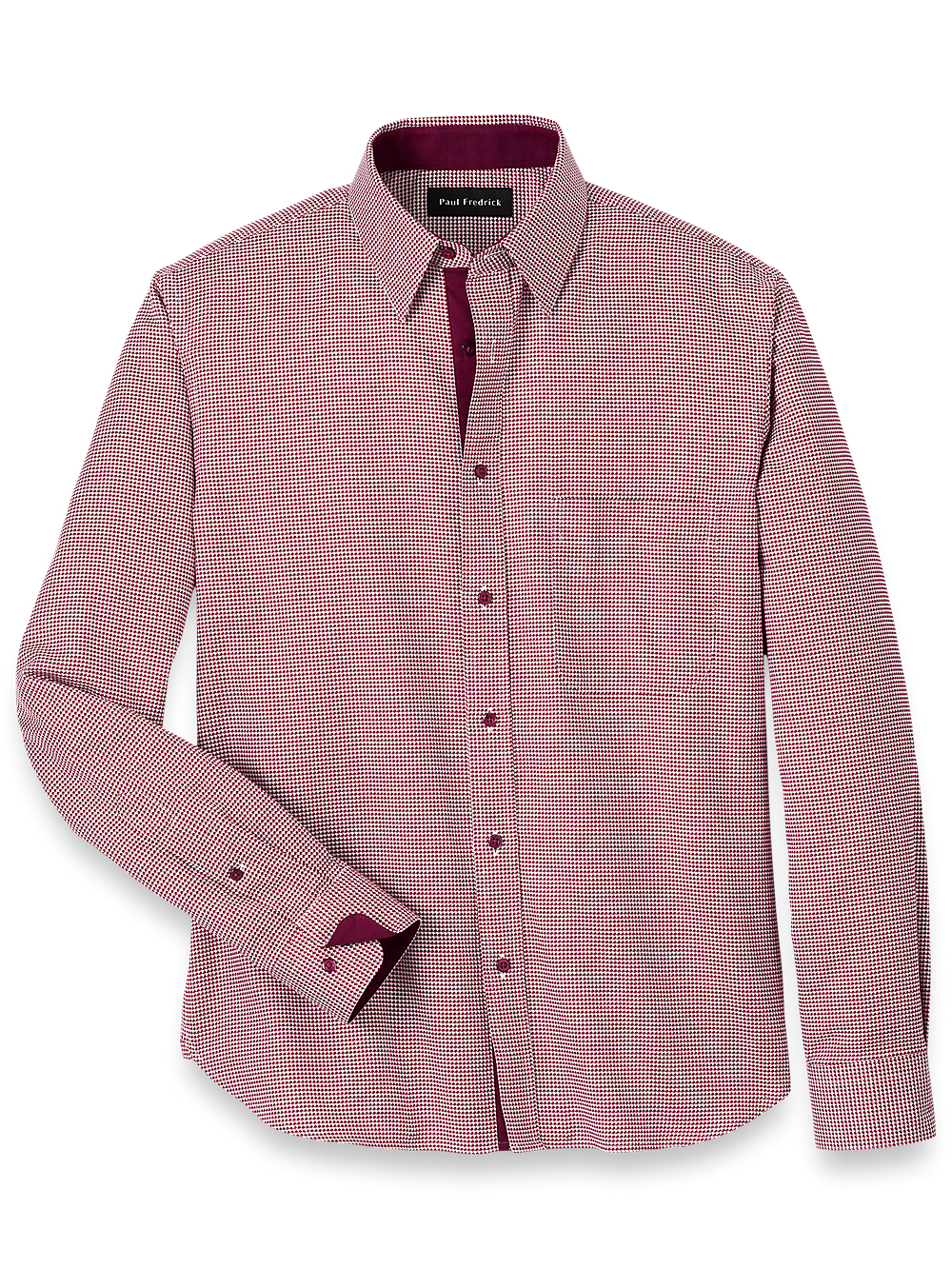 Cotton Houndstooth Casual Shirt - Burgundy – Paul Fredrick