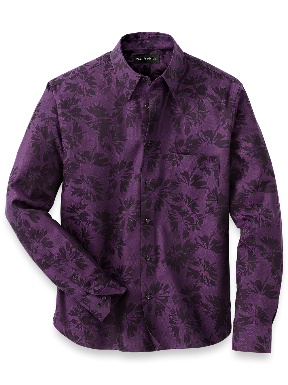 Cotton Floral Jacquard Casual Shirt Purple Paul Fredrick