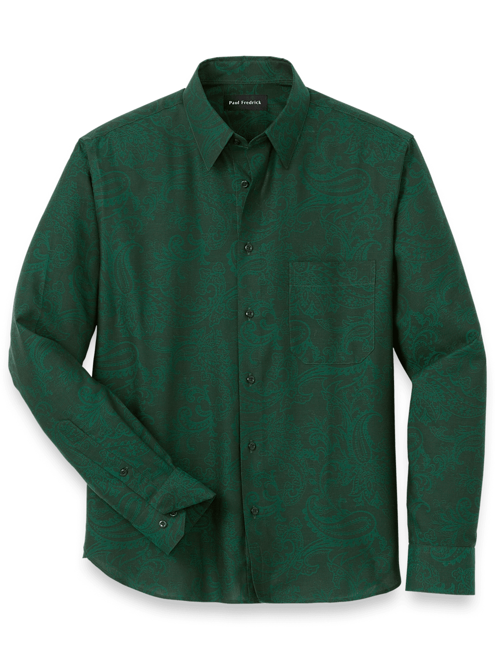 Olive Green Paisley Printed Cotton Casual Shirt