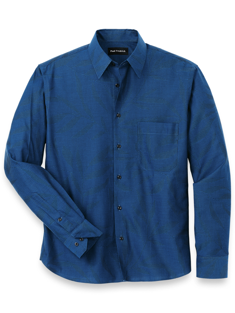 Cotton Leaf Jacquard Casual Shirt Blue – Paul Fredrick
