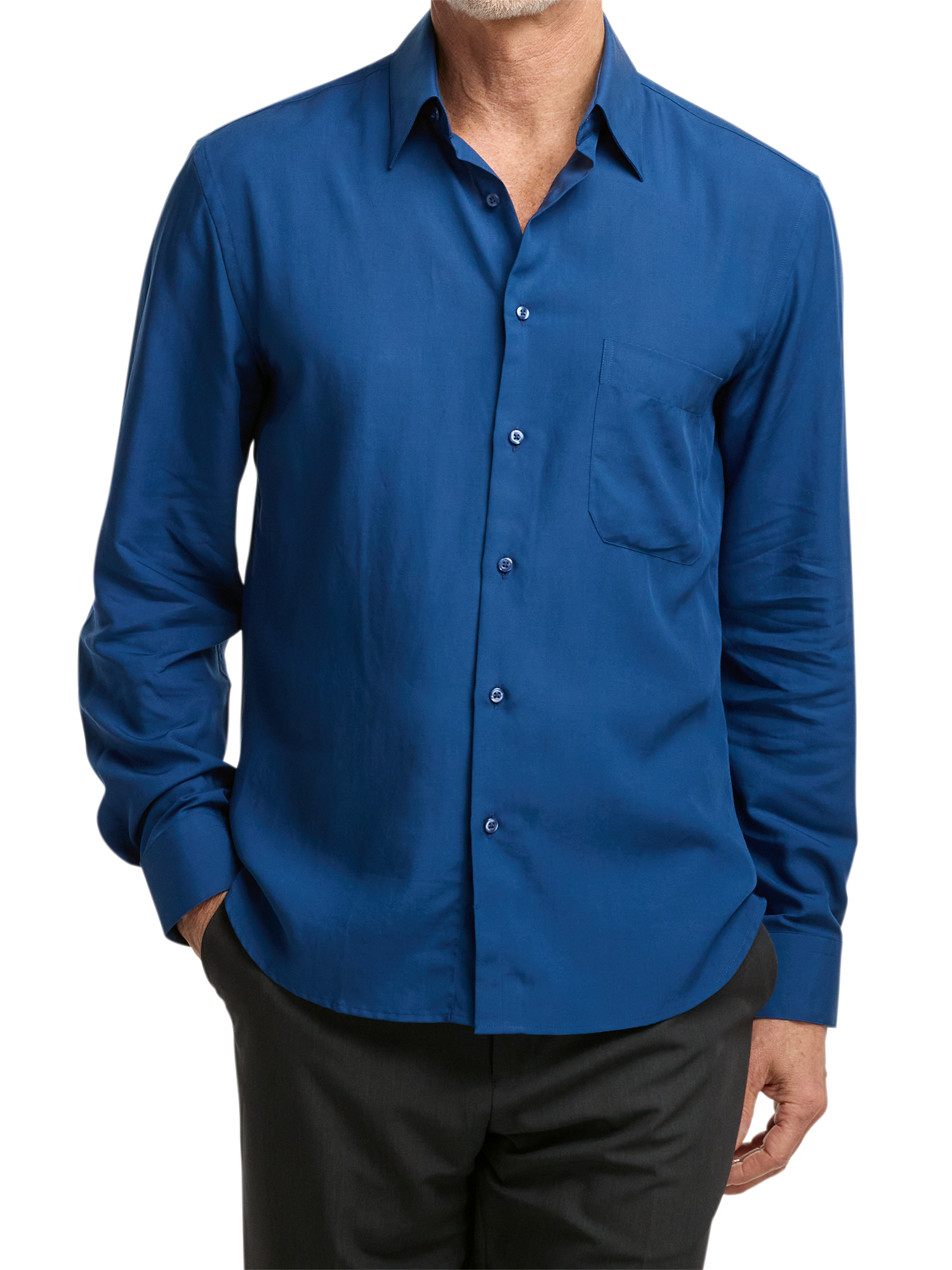 Lyocell Solid Casual Shirt - Blue
