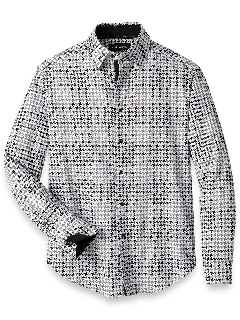 Performance Stretch Houndstooth Casual Shirt - Black/grey
