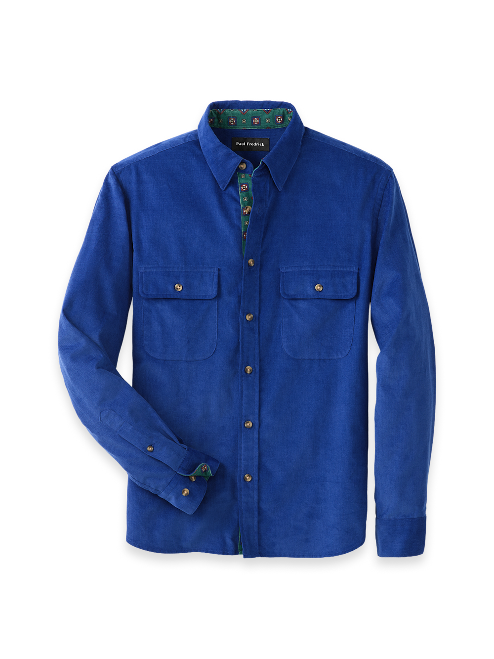 Cotton Corduroy Solid Point Collar Casual Shirt