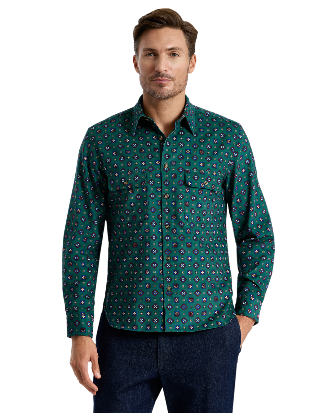 Alternate Shot of Men's olive Shirts