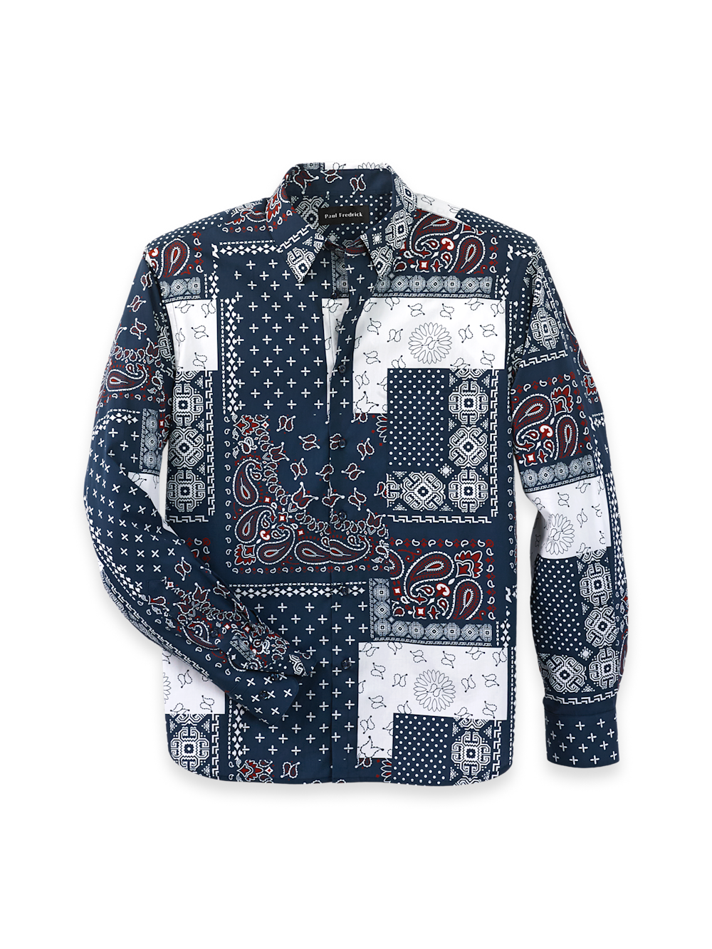 Cotton Patchwork Point Collar Casual Shirt