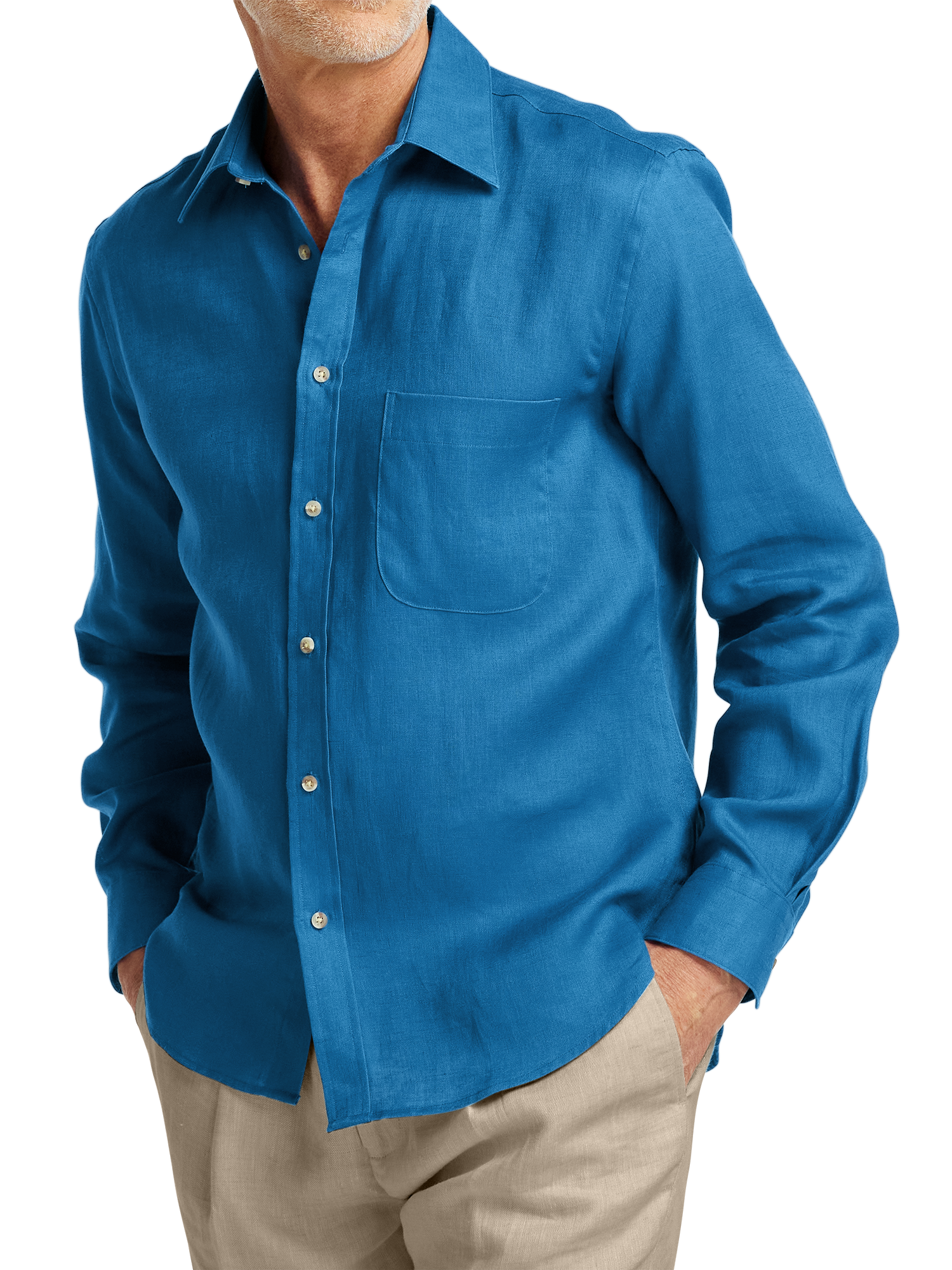 Linen Solid Casual Shirt - Dark Blue