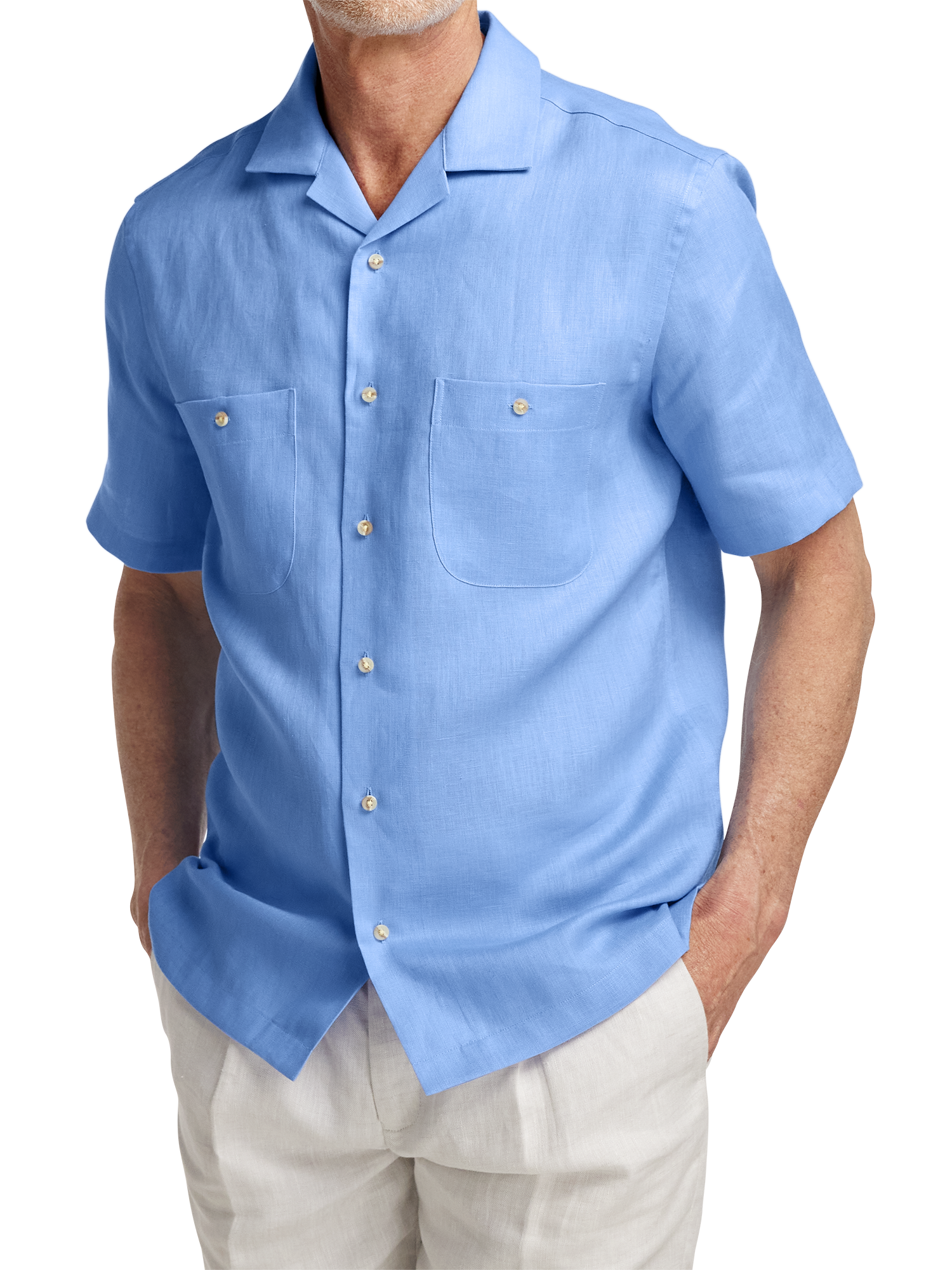 Linen Solid Casual Shirt - Light Blue