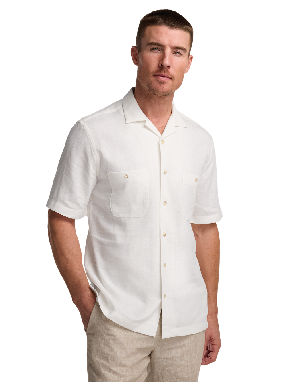 Alternate Image of Linen Blend Solid Casual Shirt-1