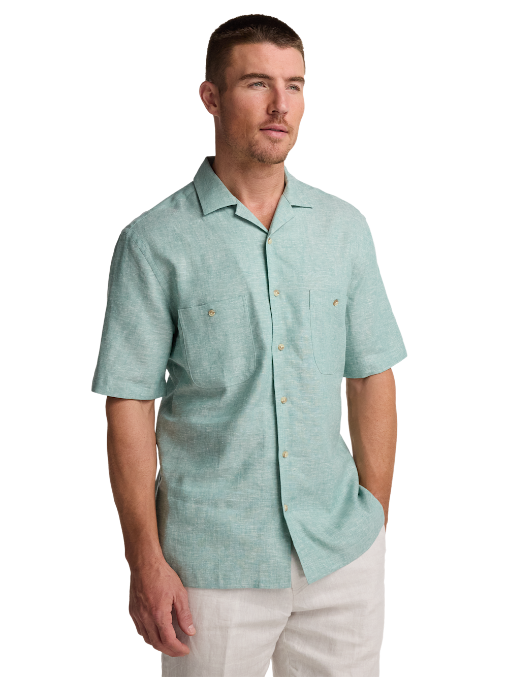 Alternate Image of Linen Blend Solid Casual Shirt-1