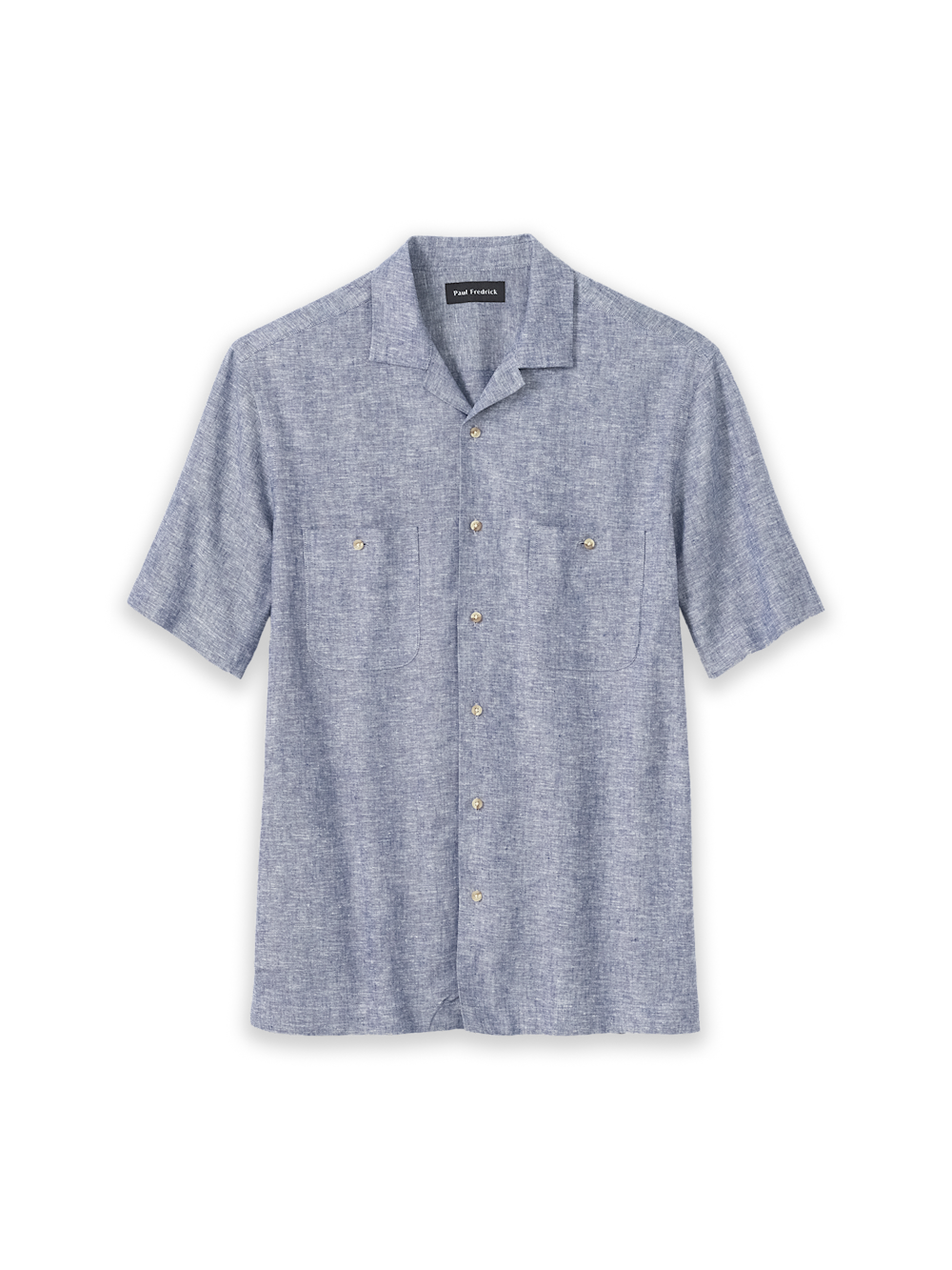 Product Image of Linen Blend Solid Casual Shirt-Blue