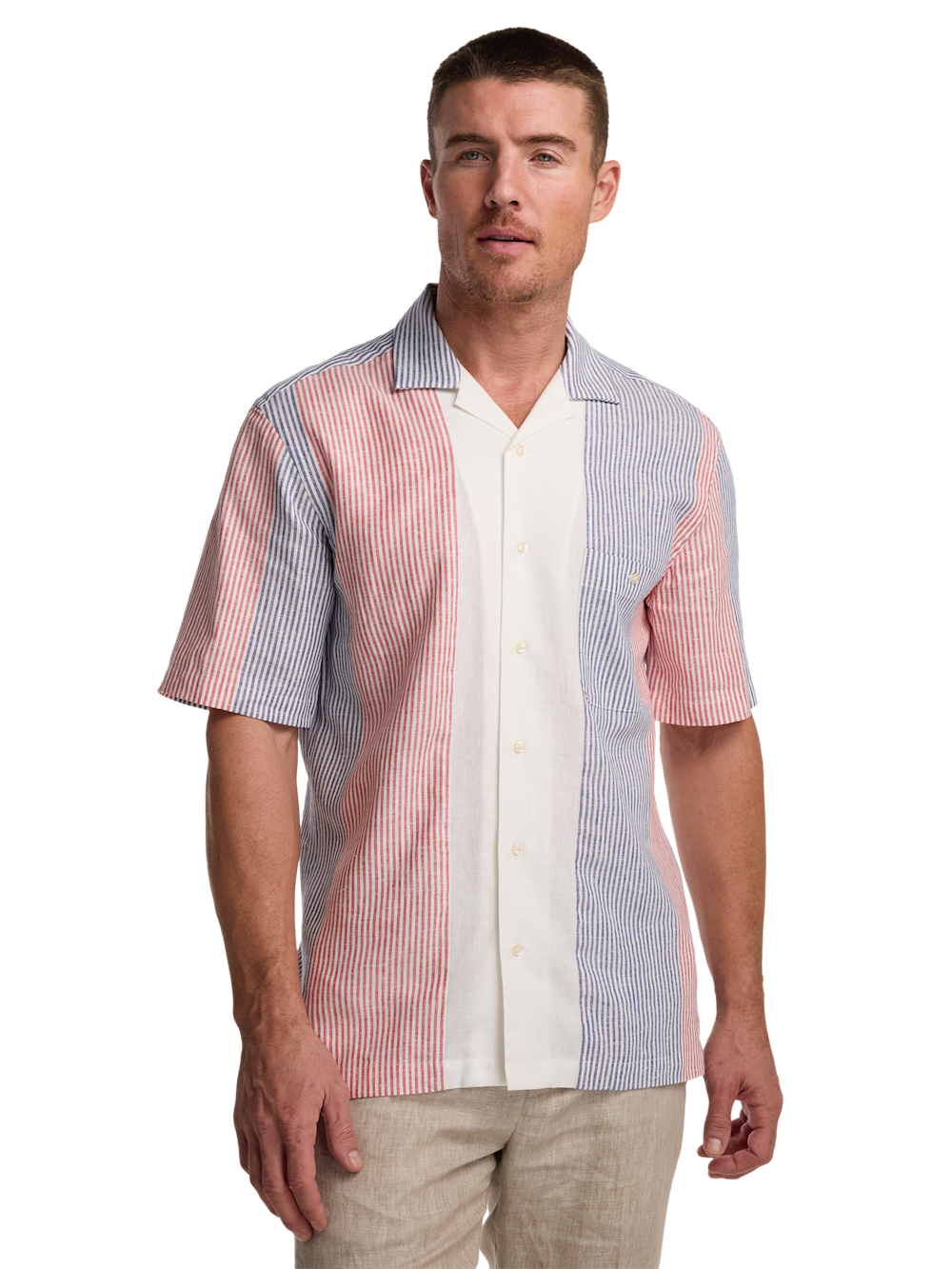 Alternate Image of Linen Blend Stripe Casual Shirt-1