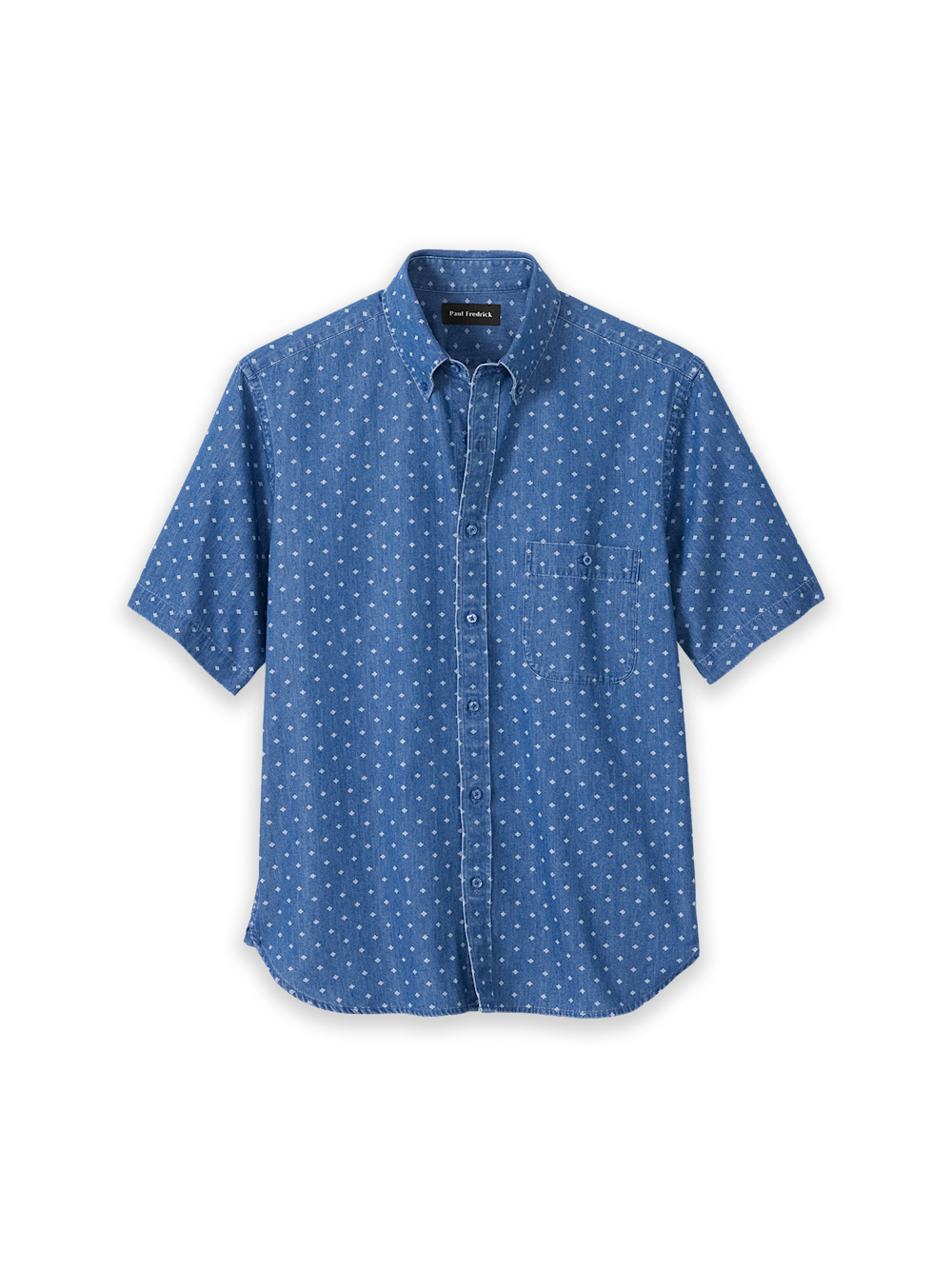 Product Image of Cotton Denim Geometric Dot Casual Shirt-Navy