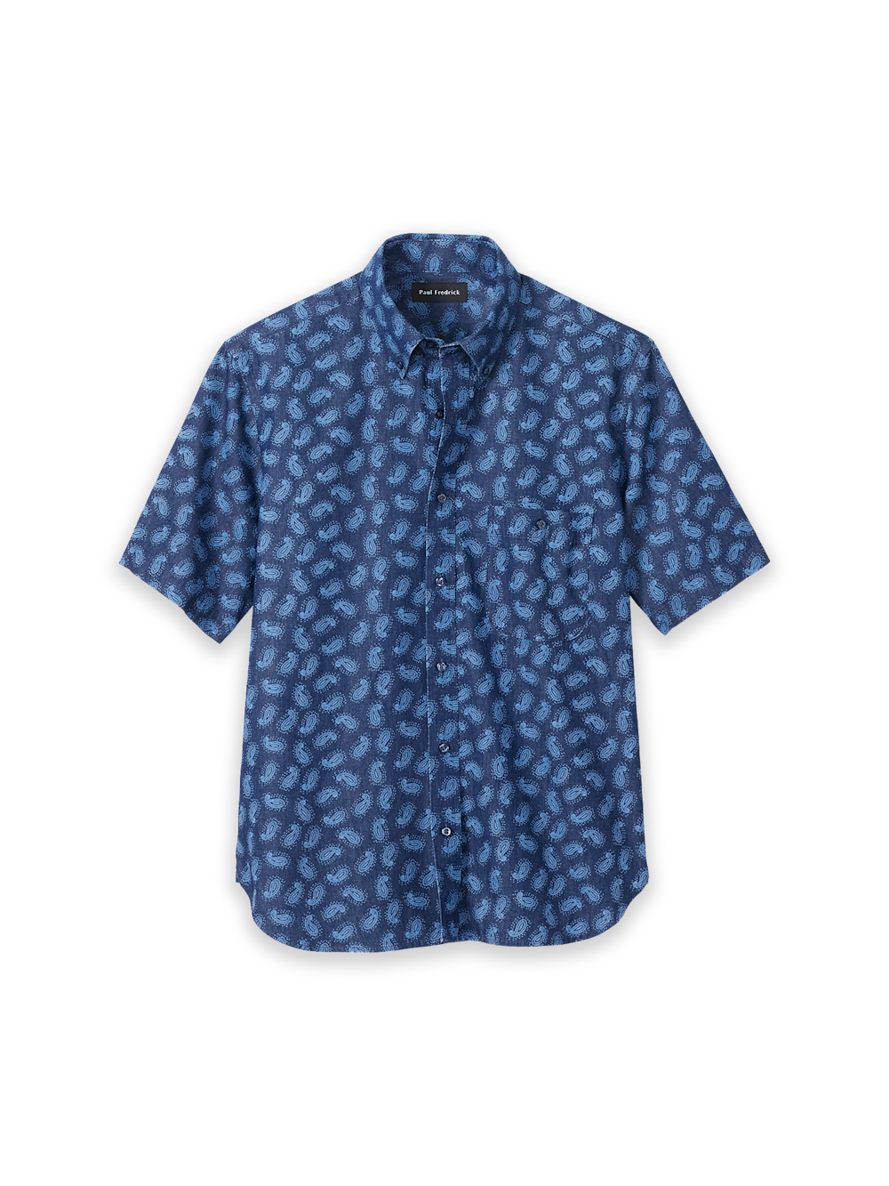 Product Image of Cotton Denim Paisley Casual Shirt-Dark Navy