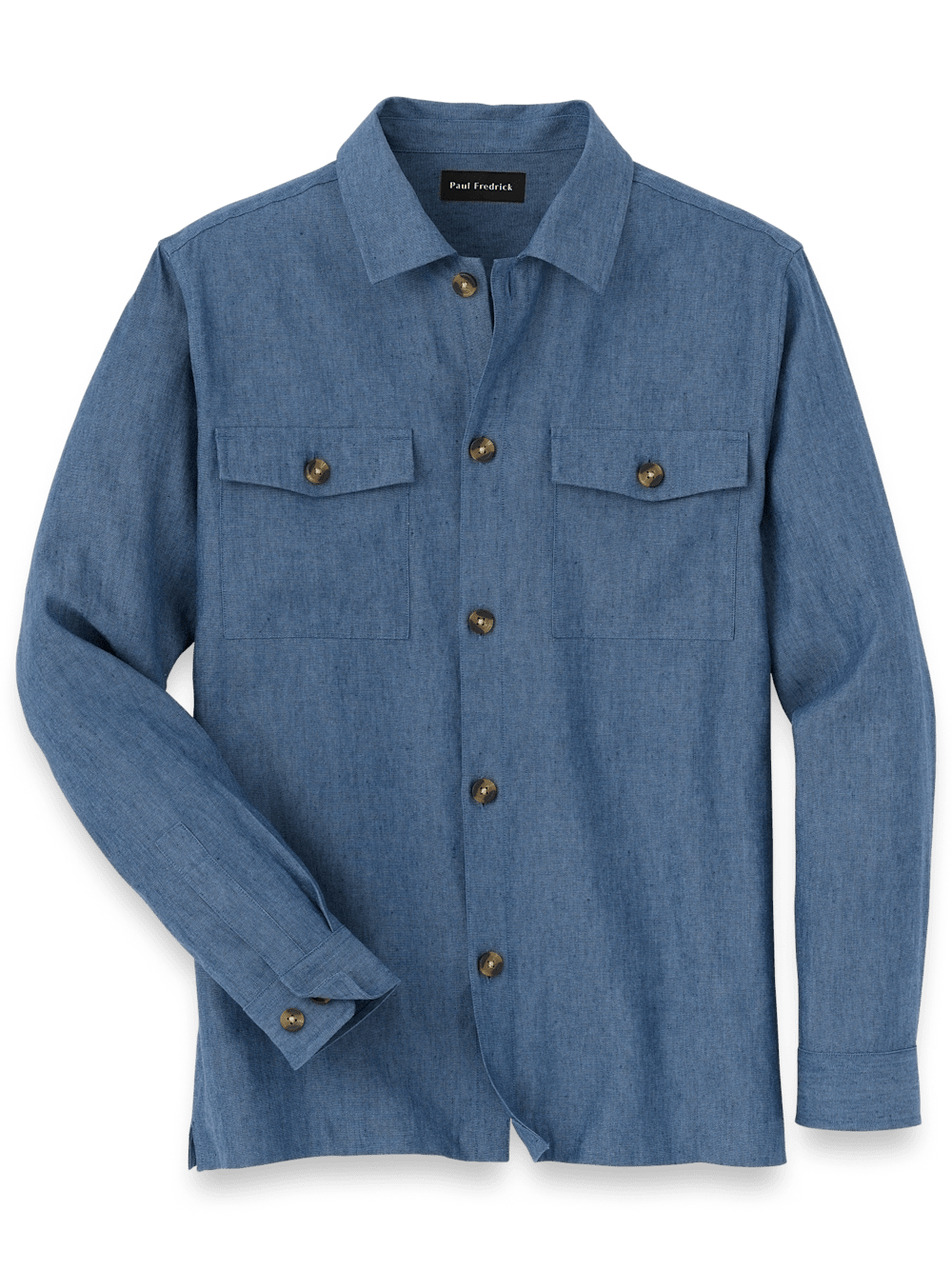 Linen Blend Solid Overshirt - Blue – Paul Fredrick