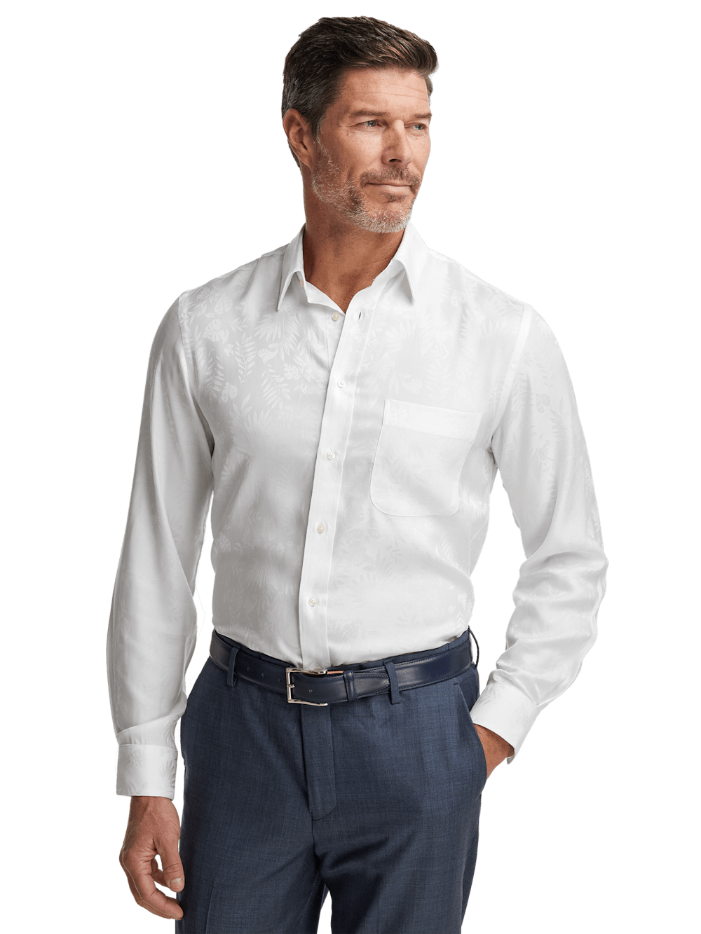 Alternate Shot of Men's White Solid Shirts