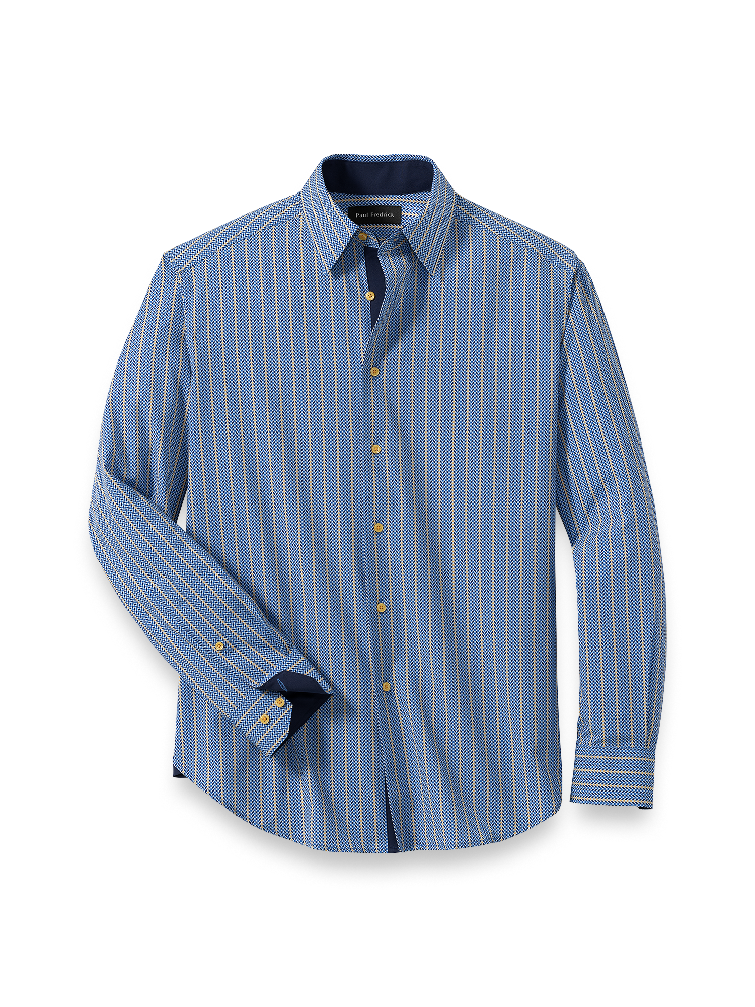Performance Stretch Stripe Casual Shirt - Blue/yellow