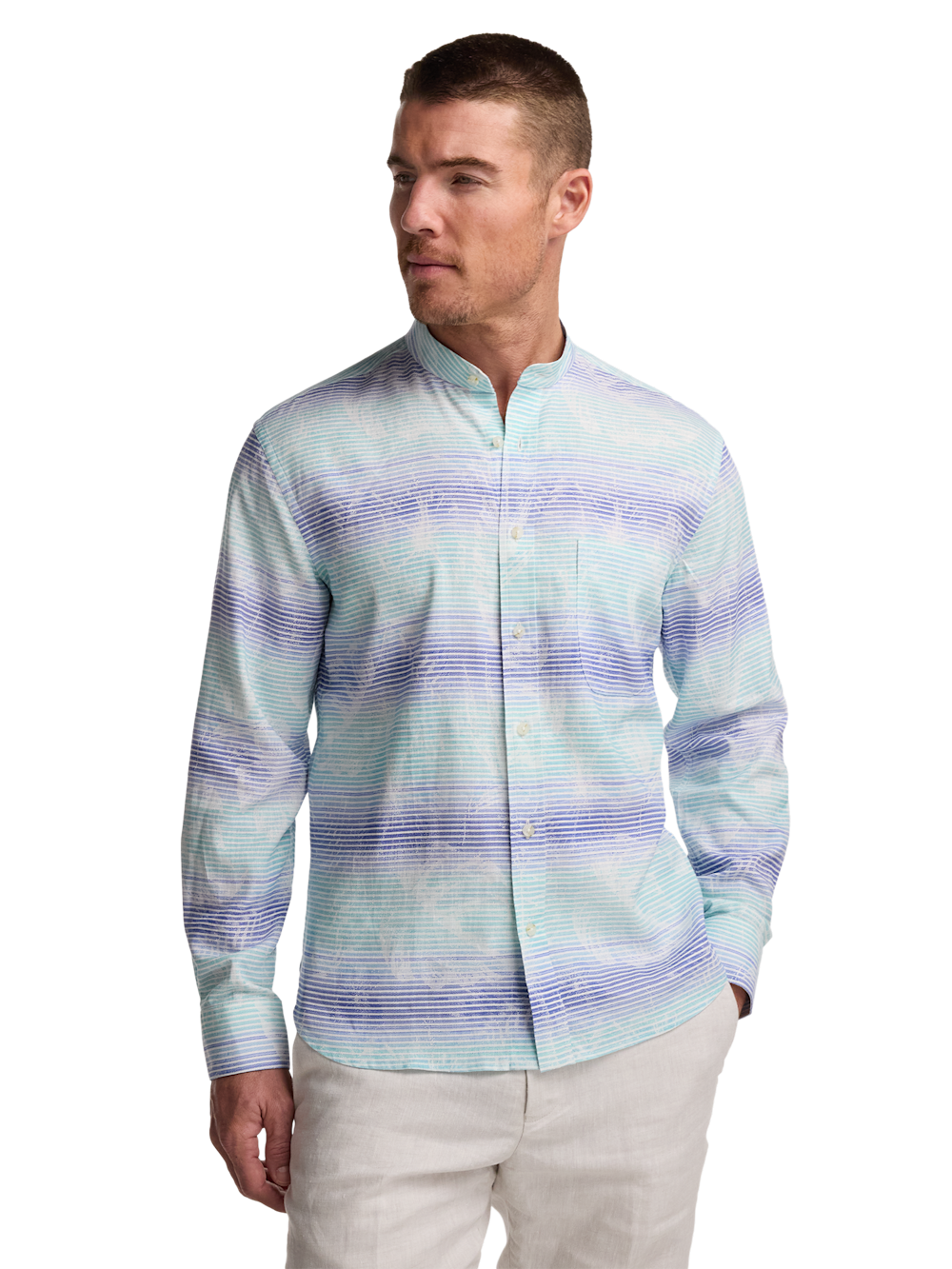 Alternate Image of Linen Blend Ombre Stripe Casual Shirt-1