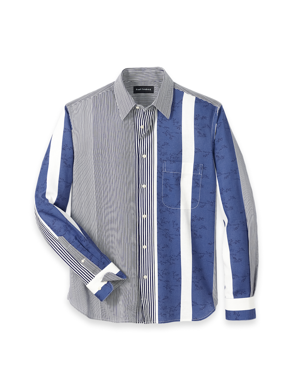 Product Image of Linen Blend Stripe Casual Shirt-Blue/White