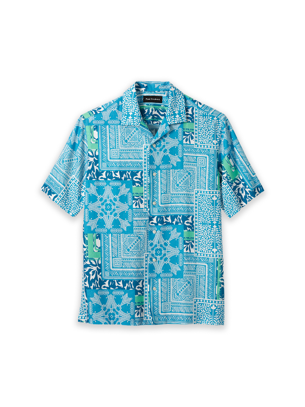 Product Image of Linen Blend Bandana Casual Shirt-Aqua