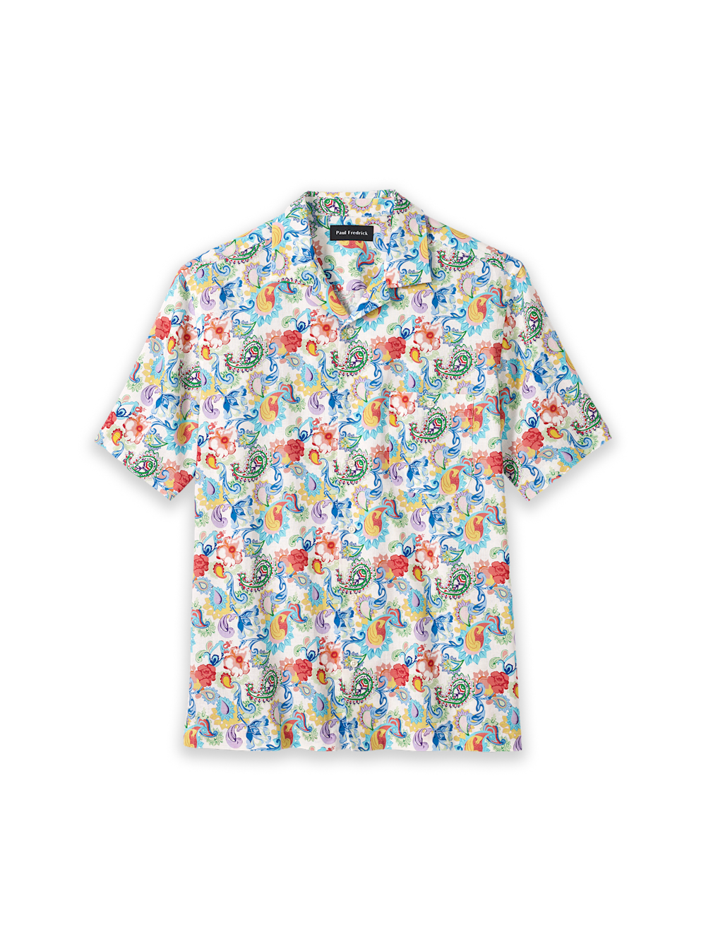 Product Image of Linen Blend Paisley Casual Shirt-White Multi