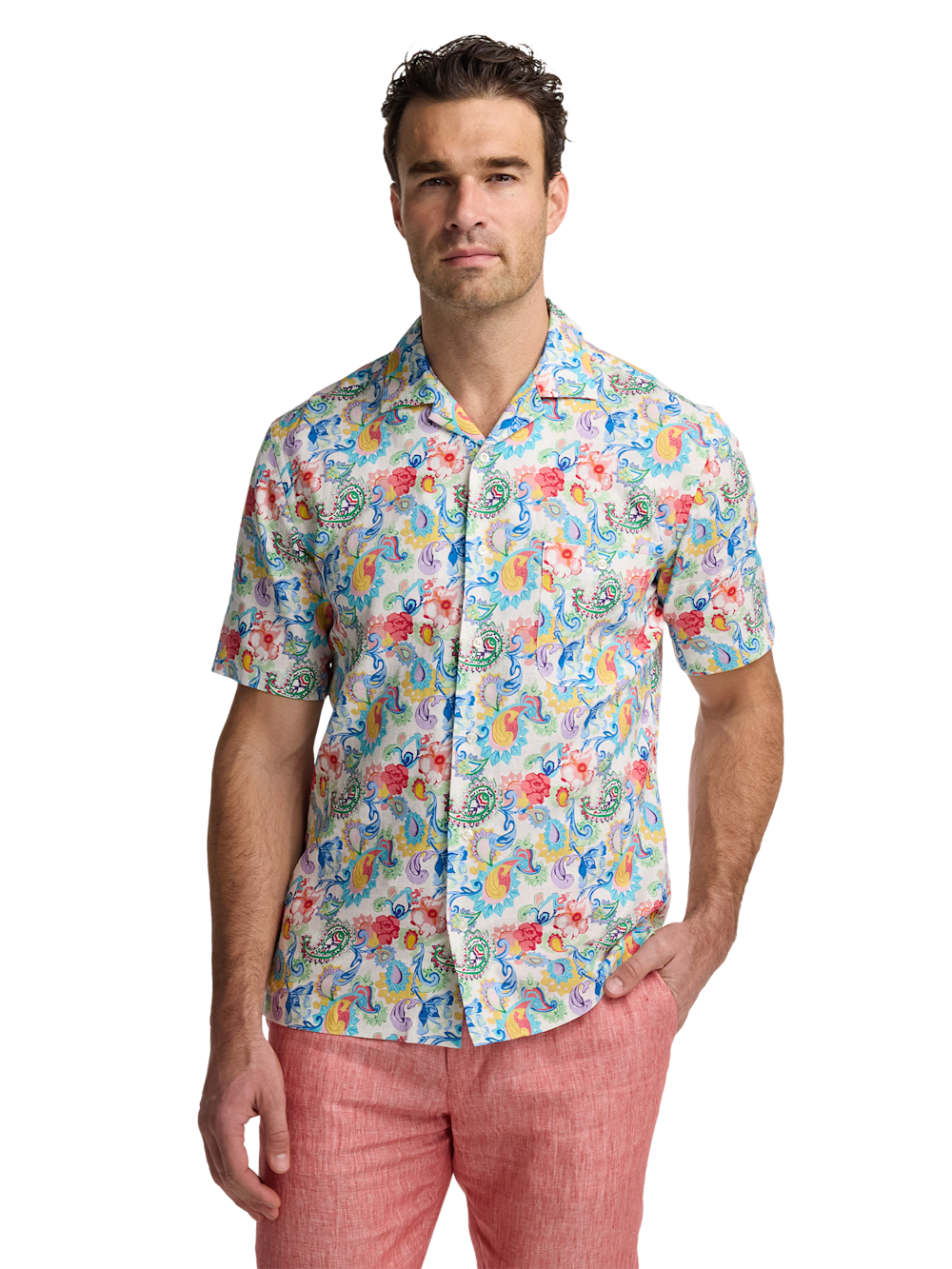 Alternate Image of Linen Blend Paisley Casual Shirt-1