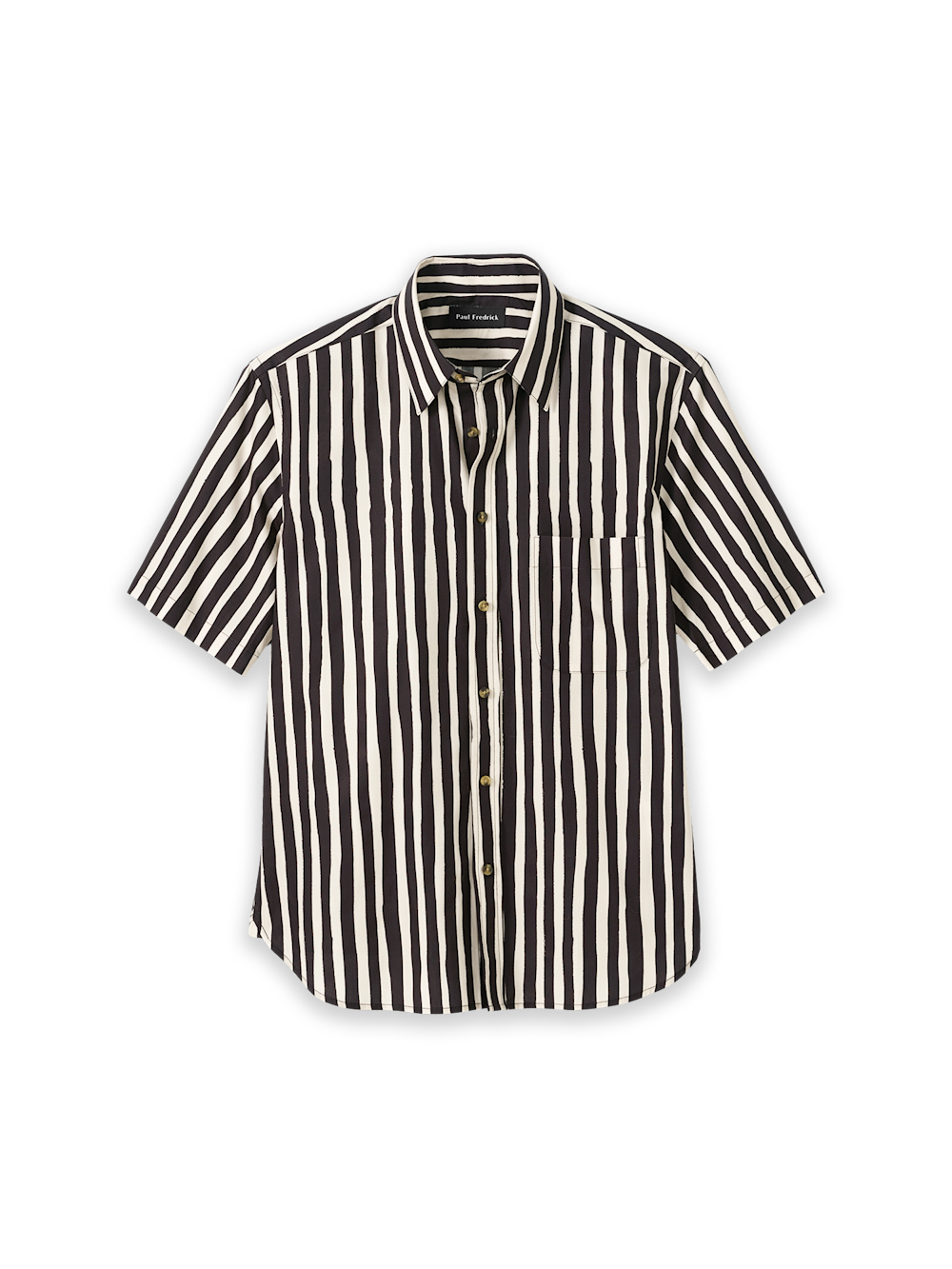 Product Image of Cotton Stripe Casual Shirt-Black/Tan