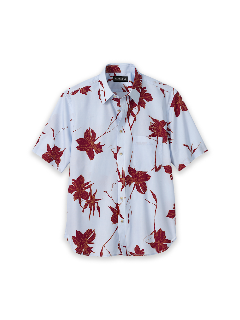 Product Image of Cotton Botanical Casual Shirt-Blue/Burgundy