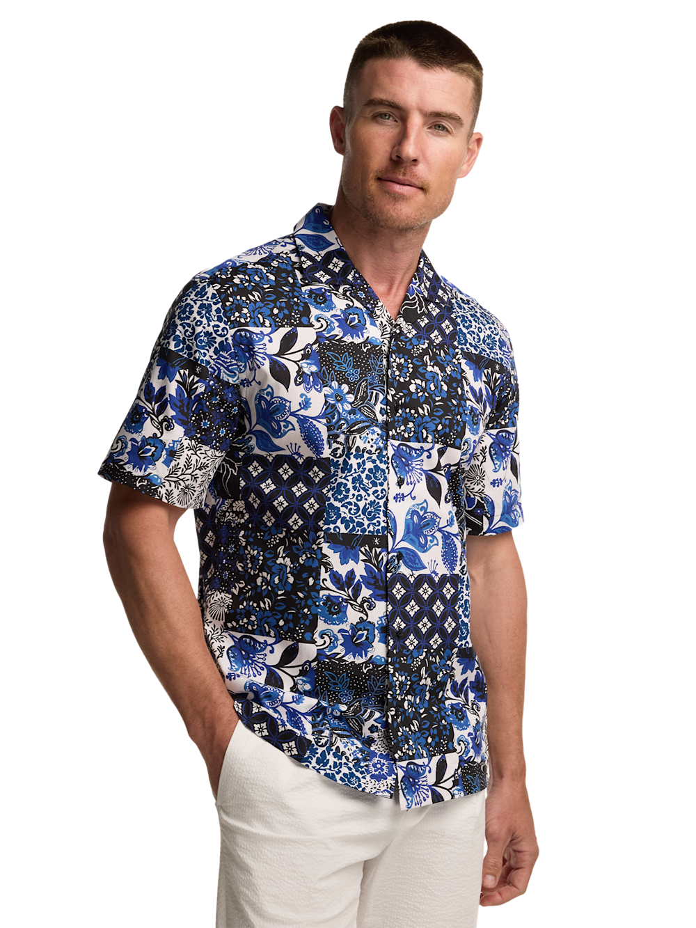 Alternate Image of Cotton Patchwork Casual Shirt-1
