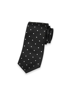 Dot Woven Silk Tie - Black
