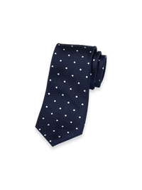 Dot Woven Silk Tie - Navy