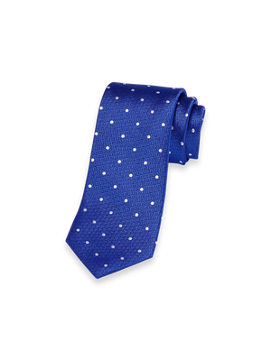 Dot Woven Silk Tie - Blue