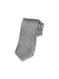 Dot Woven Silk Tie - Silver