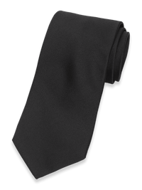Solid Twill Woven Silk Tie - Black